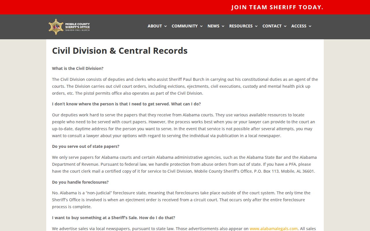 Mobile County mugshots of released inmates MCSO records request source