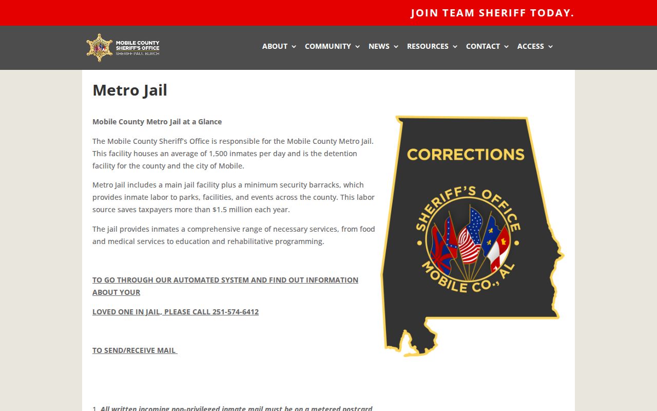 Mobile County Metro Jail context for 24 hour release checks