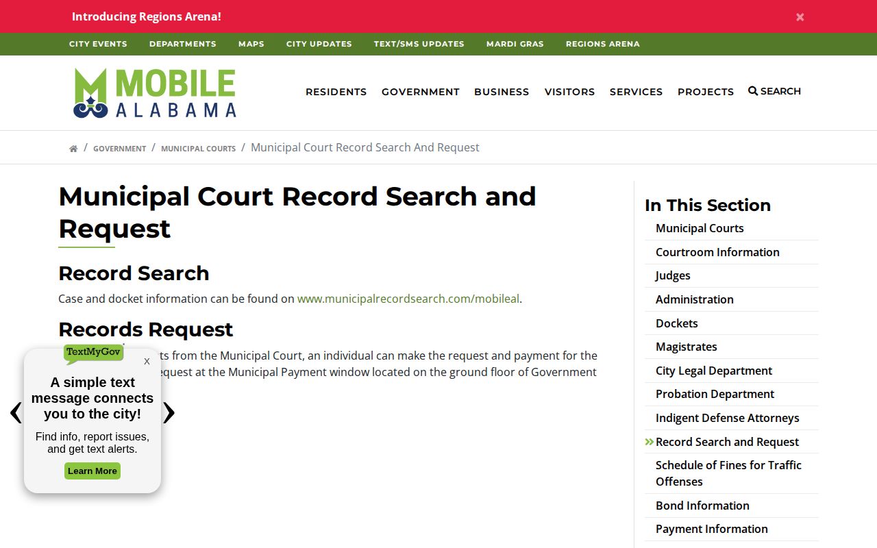 Mobile County 72 hour release check through municipal court records